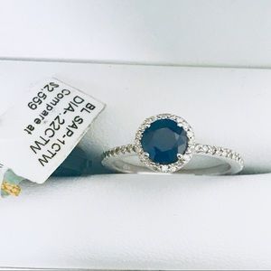 EFFY Sapphire Diamond Ring 14k White Gold size 7 engagement ring